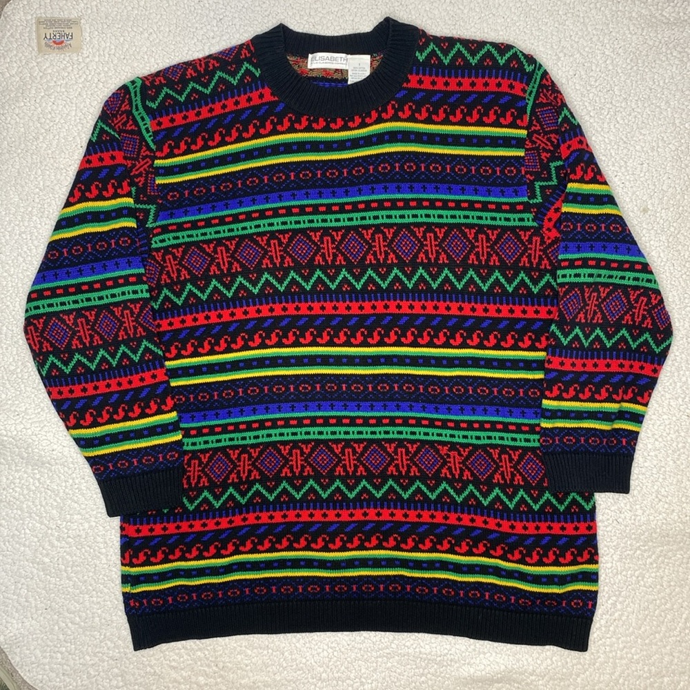 Vintage Liz Claiborne Colorful Fair Isle Sweater: Size 1